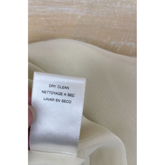 Michael Kors Ivory Crepe Silk Blend Handerkerchief Boho Cami with Beads Size 12 - Picture 9 of 11